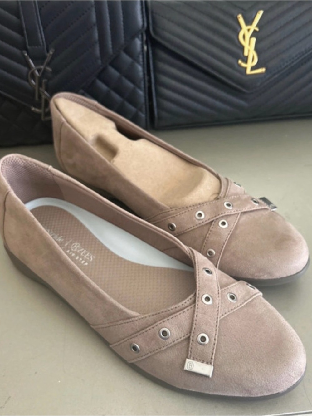 Women’s Taupe Suede Ballet Flats - Comfort Slip-Ons